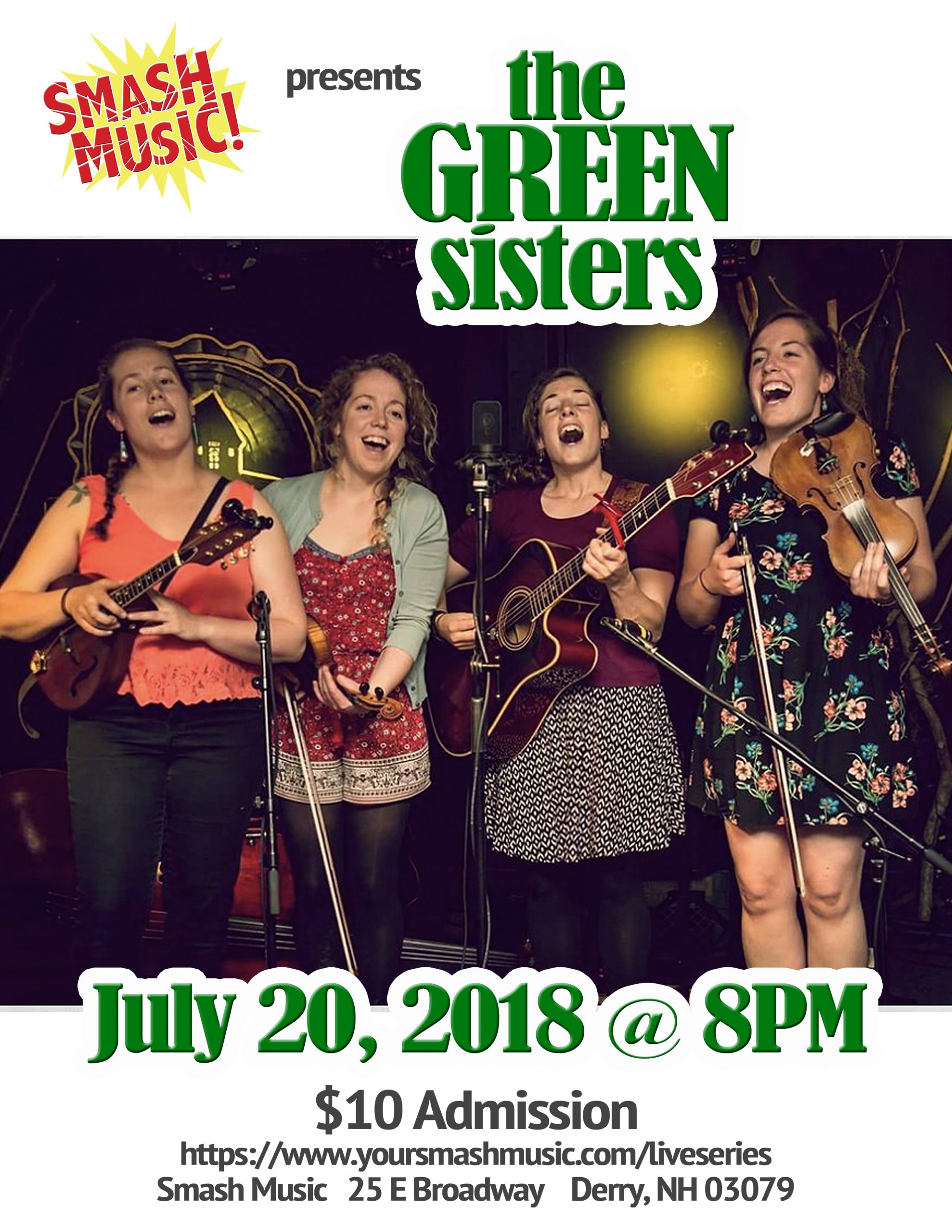 Green Sisters - Live Series Flyer Interior image of a local music store