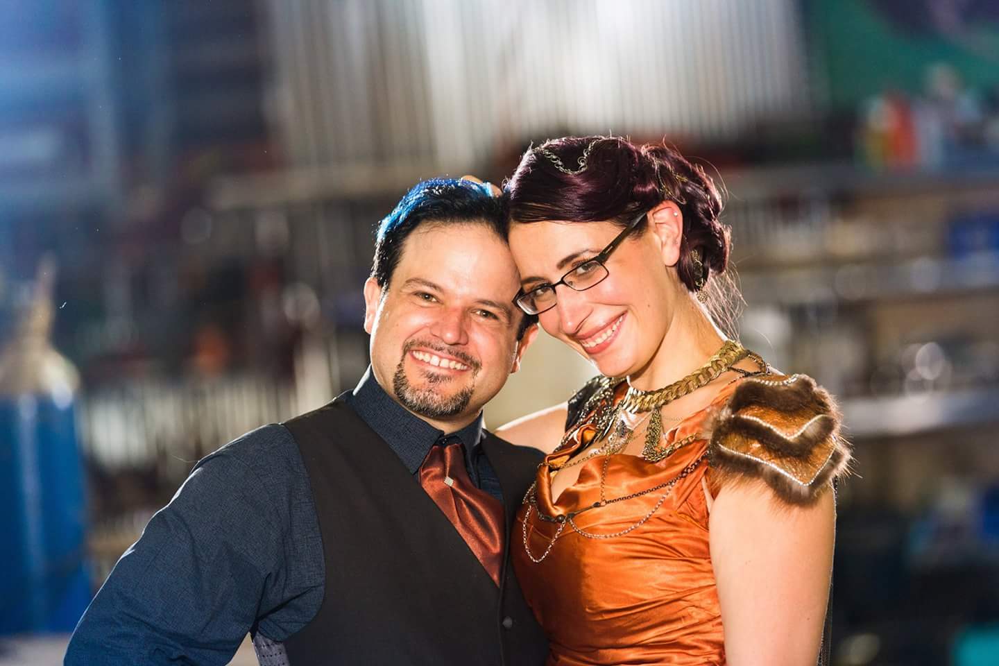 FB_IMG_1504919019279 Angela & Randal Meraki, dressed in finery at their original The Worcshop location in 2017