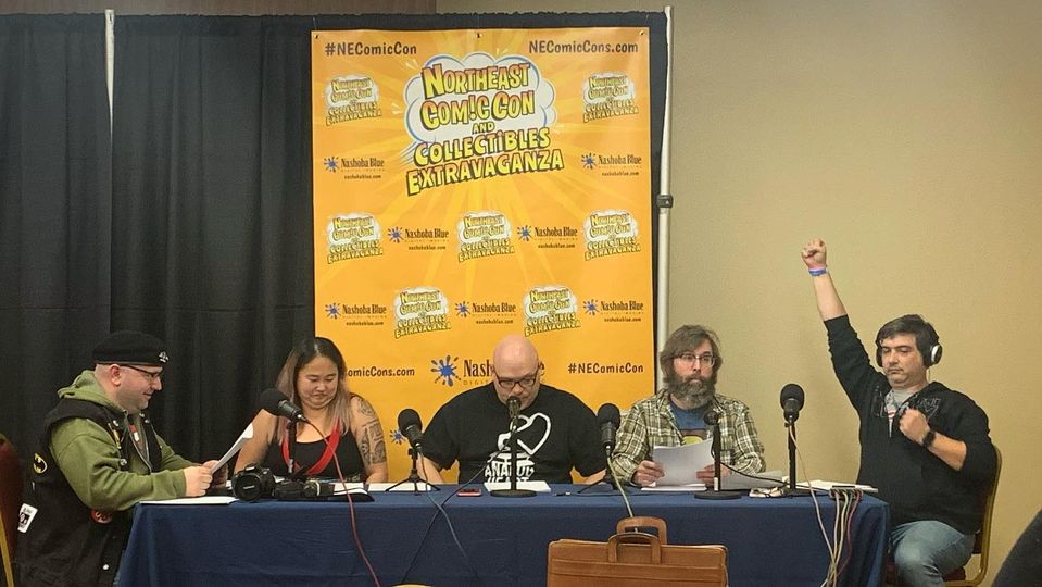 Full color event image of Mental Suppository's Superman Live Script reading at 2021 Northeast Comic Con