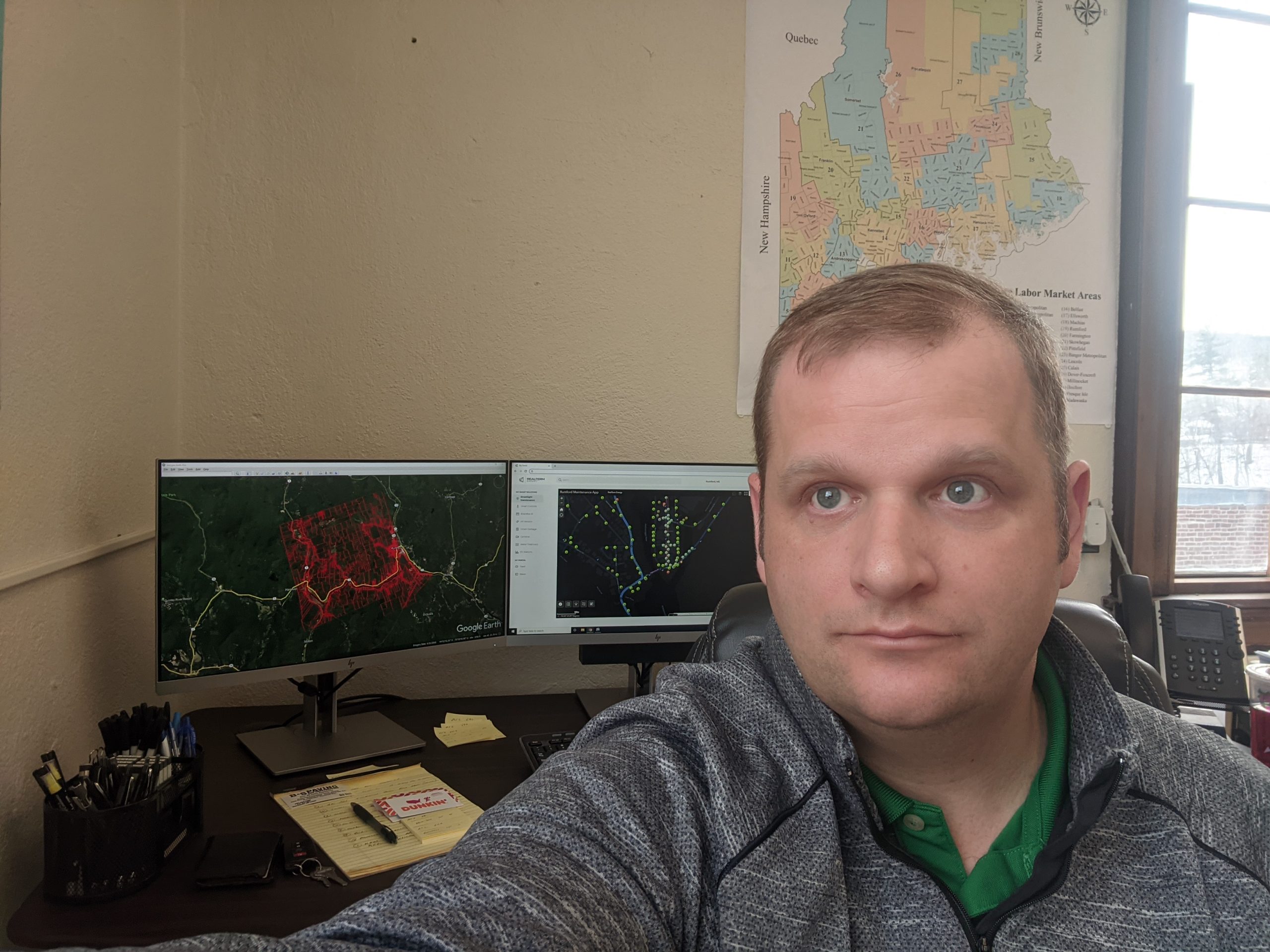 Full color headshot of George O'Keefe in his office.  Rumford, ME.  Economic Development Director