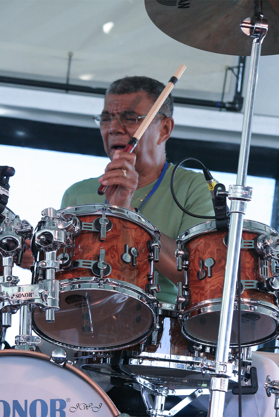 Jack DeJohnette A behind the kit image of Jack DeJohnette playing at the Newport Jazz Festival in 2012