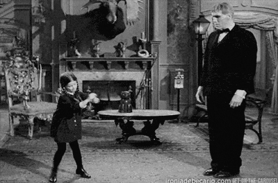 Black and White GIF animated from the Adams Family of long ago