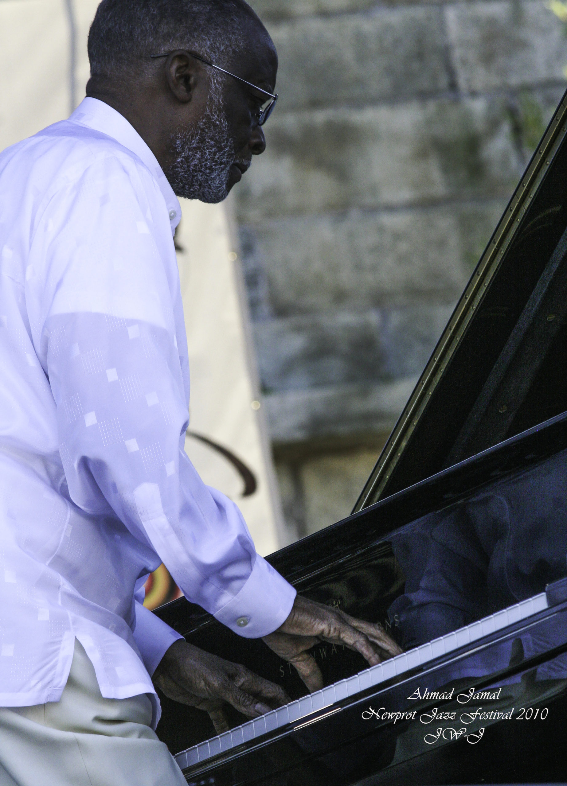 Ahmad Jamal Ahmad Jamal from the piano during 2010 Newport Jazz Festival